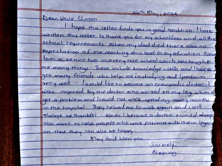 Blessing's Letter to her sponsor
